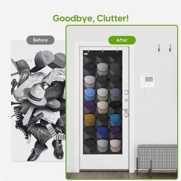 Baseball Hat Organizer Over Door Rack 24 Pocket Cap Holder Display Storage - Picture 7 of 8